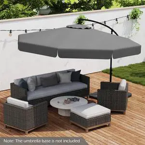 SlickBlue 10 Feet Patio Cantilever Umbrella with Cover Tilt Adjustment and Ruffled Edge-Grey