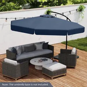 SlickBlue 10 Feet Patio Cantilever Umbrella with Cover Tilt Adjustment and Ruffled Edge-Navy