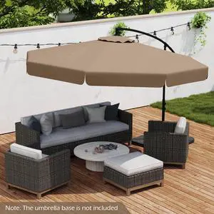 SlickBlue 10 Feet Patio Cantilever Umbrella with Cover Tilt Adjustment and Ruffled Edge-Taupe