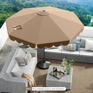 SlickBlue 10 Feet Patio Umbrella Outdoor Market Umbrella with Crank Tilt Adjustment-Brown