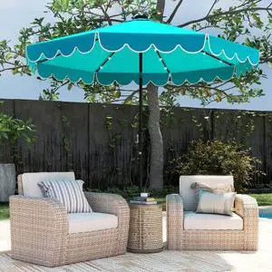 SlickBlue 10 Feet Solar Patio Umbrella with 24 LED Lights-Turquoise