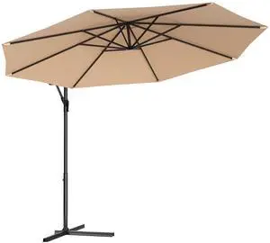 SlickBlue 10 Feet Patio Outdoor Sunshade Hanging Umbrella without Weight Base-Beige