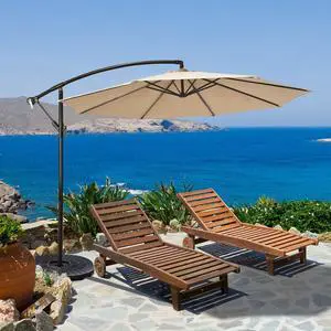 SlickBlue 10 Feet Patio Offset Hanging Umbrella with Easy Tilt Adjustment-Beige