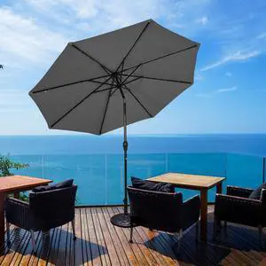 SlickBlue 10 Feet Outdoor Patio Umbrella with Bright Solar LED Lights-Grey