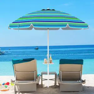 SlickBlue 7.2 Feet Portable Outdoor Beach Umbrella with Sand Anchor and Tilt Mechanism-Green