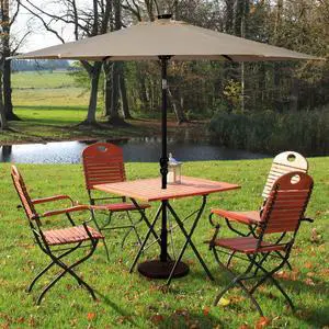 SlickBlue 9FT Patio Solar Umbrella LED Patio Market Steel Tilt W/ Crank Outdoor New-beige
