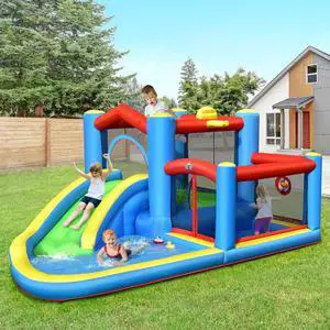 SlickBlue Inflatable Kids Water Slide Bounce Castle with 480W Blower