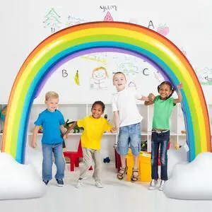 SlickBlue Inflatable Rainbow Sprinkler Backyard Games Outside Water Toy Yard