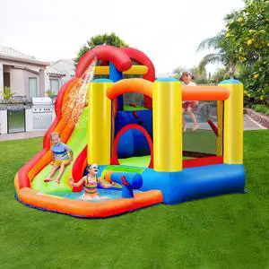 SlickBlue Inflatable Water Slide Bounce House with Pool and Cannon Without Blower