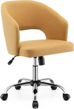 Upholstered Swivel Office Chair with Hollow Out Back