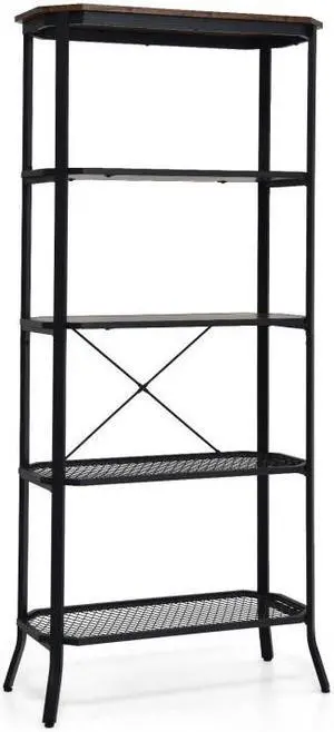 SlickBlue Industrial 5-Layer Bookshelf with Out-Stretched Legs