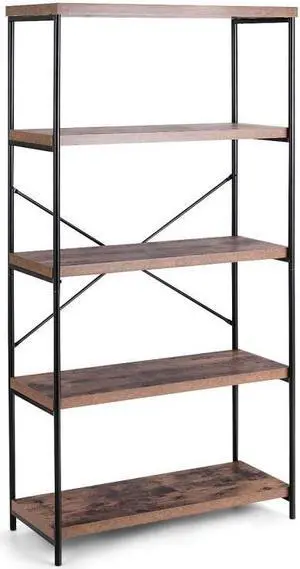 SlickBlue 5-Tier Industrial Bookshelf Display Storage Rack with Metal Frame