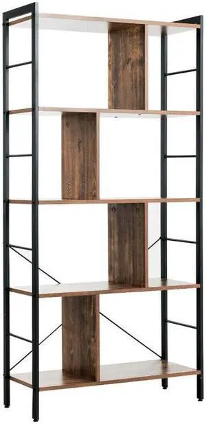SlickBlue 4-Tier Industrial Freestanding Bookshelf with Metal Frame