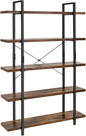 SlickBlue 5 Tiers Industrial Bookcase with Metal Frame for Home Office