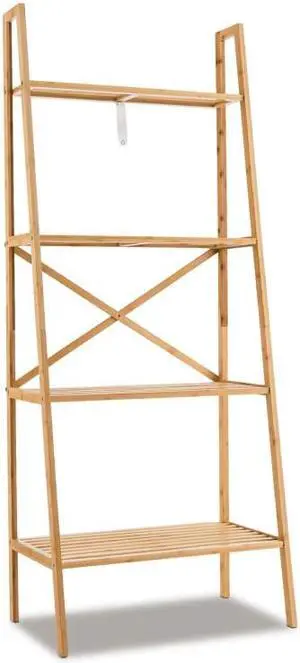 SlickBlue 58 Inch 4-Tier Bamboo Ladder Bookshelf