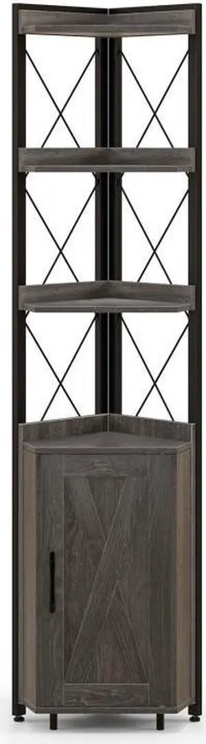 SlickBlue Tall Corner Storage Cabinet with 3-Tier Shelf and Enclosed Cabinet