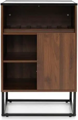 SlickBlue Wine Storage Cabinet Buffet Sideboard with Adjustable Shelf Sliding Door-Brown