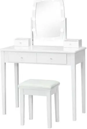 SlickBlue Vanity Table Set with Lighted Mirror for Bedroom and Dressing Room
