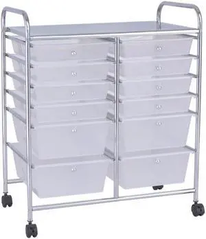 SlickBlue 12 Storage Drawer Organizer Bins Rolling Cart