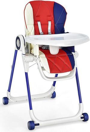 SlickBlue Baby High Chair Foldable Feeding Chair with 4 Lockable Wheels