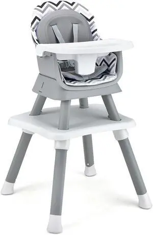 SlickBlue 6-in-1 Convertible Baby High Chair with Adjustable Removable Tray