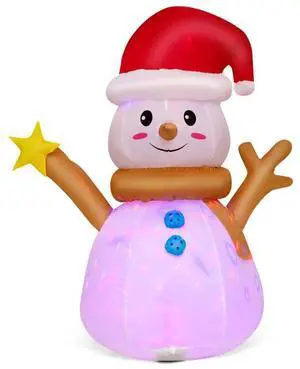 SlickBlue Inflatable Christmas Snowman with 360° Rotating Colorful LED Light