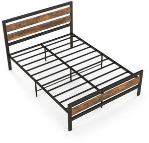 SlickBlue Industrial Bed Frame with Rustic Headboard and Footboard-Full Size