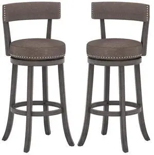 SlickBlue Set of 2 Counter Height Chairs with 360° Swivel Seat and Rubber Wood Frame