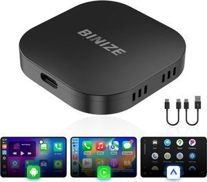 Binize CarPlay Ai Box  Android Auto Ai Box Wireless CarPlay/Android Auto for Cars with OEM Wired CarPlay/Android Auto  Android System 2GB+32GB