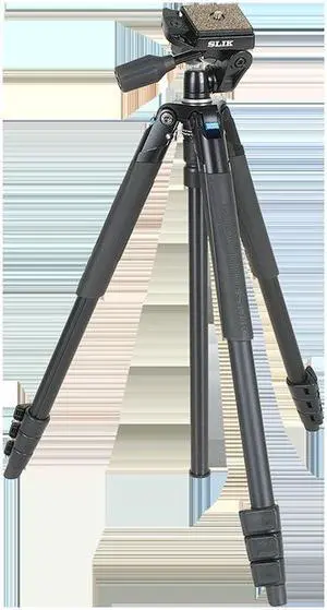 Slik Sprint Pro III 3-Way Travel Tripod with SH-704E 3-Way Pan Head, Black