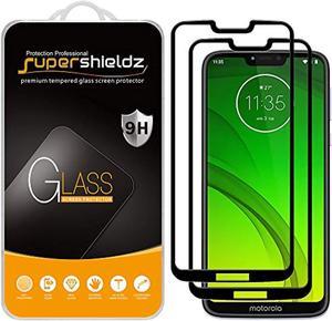 (2 Pack)  Designed For Motorola (Moto G7 Power) Tempered Glass Screen Protector, (Full Screen Coverage) Anti Scratch, Bubble Free (Black)