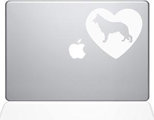 Heart German Shepherd Vinyl Sticker, 13" Macbook Pro (2015 & Older Models), White (1382-Mac-13P-W)