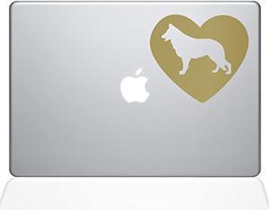 Heart German Shepherd Vinyl Sticker, 13" Macbook Pro (2015 & Older Models), Gold (1382-Mac-13P-G)