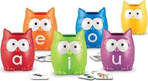 Vowel Owls Sorting Set, Word Recognition, Assorted Colors, Set Of 6, Ages 5+