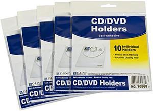 Self-Adhesive Cd Holder, 5.33 X 5.66 Inches, Clear, 5 Packs Of 10 Sheets, 50 Total (70568-5)