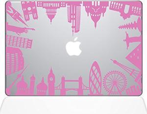 Around World Monuments Vinyl Sticker, 13" Macbook Pro (2015 & Older Models), Pink (1385-Mac-13P-Bg)