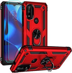 Moto G Pure Case Motorola Moto G Power 2022 Case With Hd Screen Protector MilitaryGrade Ring Holder Kickstand Car Mount 16Ft Drop Tested Protective Cover Phone Case Red