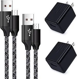 Android Charger, Android Phone Charger Micro Usb Charger Cord Fast Charging Cable 6 Ft Long With Wall Charger Block Plug For Samsung Galaxy S6 S7 J3 J7 Note 5,Lg Stylo 2 3 Plus,Tablet,Kindle Fire