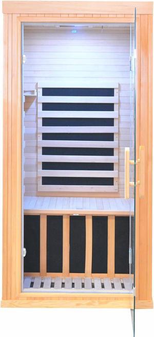 Home Infrared Sauna Room 1 Person Wooden Canadian Hemlock 1260W Graphene Carbon Plate Heater Indoor Saunas