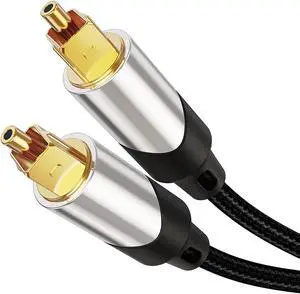 Optical Audio Cable, 25FT Toslink Male SPDIF Cable with Nylon Braided Fiber Optic Cord for Home Theater, Sound Bar, TV, PS4, Xbox, VD/CD & More.Black & Sliver Optical Audio Cable, 25FT Toslink Male SPDIF Cable with Nylon Braided Fiber Optic Cord for Home Theater, Sound Bar, TV, PS4, Xbox, VD/CD & More.Black & Sliver