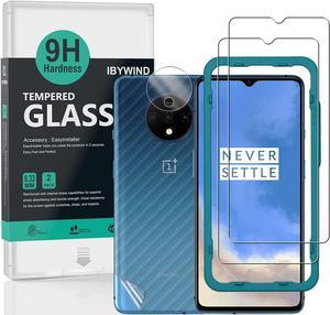 Ibywind Screen Protector for OnePlus 7T,[Pack of 2] with Camera Lens Protector,Back Carbon Fiber Skin Protector,Including Easy Install Kit