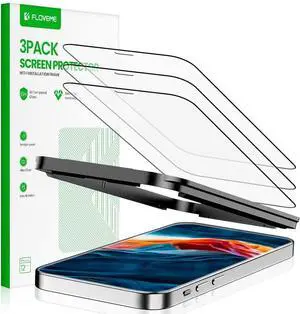 iPhone 12/12 Pro Screen Protector 3 Pack, FLOVEME Clear Anti Scratch Touch Accurate iPhone 12/12 Pro Screen Protector Tempered Glass with Guidance Frame 2020 Upgraded HD Clarity 6.1 inch