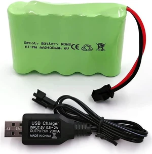6V Battery Pack, 2400mAh Ninh Rechargeable AA Battery Pack, Come with Charge Cable, for RC Truck Cars Power Tools (SM Plug) 6V Battery Pack, 2400mAh Ninh Rechargeable AA Battery Pack, Come with Charge Cable, for RC Truck Cars Power Tools (SM Plug)