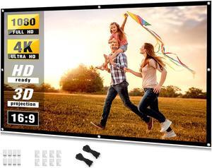 Taotique 4K Movie Projector Screen, 16:9 HD Foldable and Portable Anti-Crease Indoor Outdoor Projection Double Sided 84 inch Video Projector Screen for Home, Party, Office, Classroom