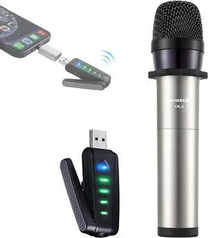 USB Wireless Microphone, UHF Condenser mic for Android, PC Computer, Laptop, PA, Podcasting, Vlogging, YouTube, Vocal Recording, Gaming, Singing Practice (System with USB Receiver)