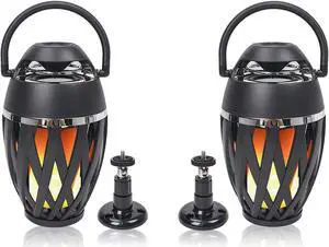 Sound Town 2-Pack Portable Bluetooth Speakers with LED Lights, True Wireless Stereo (TWS) Bluetooth, Wall Mount Brackets, and Decorative Flame, for Outdoors, House Party, Patio and Home (OPIK-F1-PAIR)