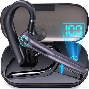 Bluetooth Headset Eumspo V5.1 Bluetooth Earpiece 50Hrs Playtime Built-in Dual Noise Canceling Mic Wireless Headset with Microphones with 400mAh LED Charging Case for Business Office Working