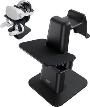 KIWI design VR Stand Accessories Compatible with Quest 2/Rift S/Valve Index/HP Reverb G2/Quest/PSVR 2 VR Headset and Touch Controllers (Black)