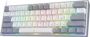 K617 Fizz 60% Wired RGB Gaming Keyboard, 61 Keys Hot-Swap Compact Mechanical Keyboard w/White and Grey Color Keycaps, Linear Red Switch, Pro Driver/Software Supported