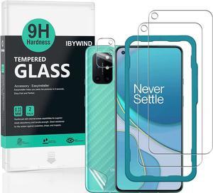 Ibywind Screen Protector For OnePlus 8T,with 2Pcs Tempered Glass,1Pc Camera Lens Protector,1Pc Backing Carbon Fiber Film [Fingerprint Reader,Easy to install], Welcome to consult